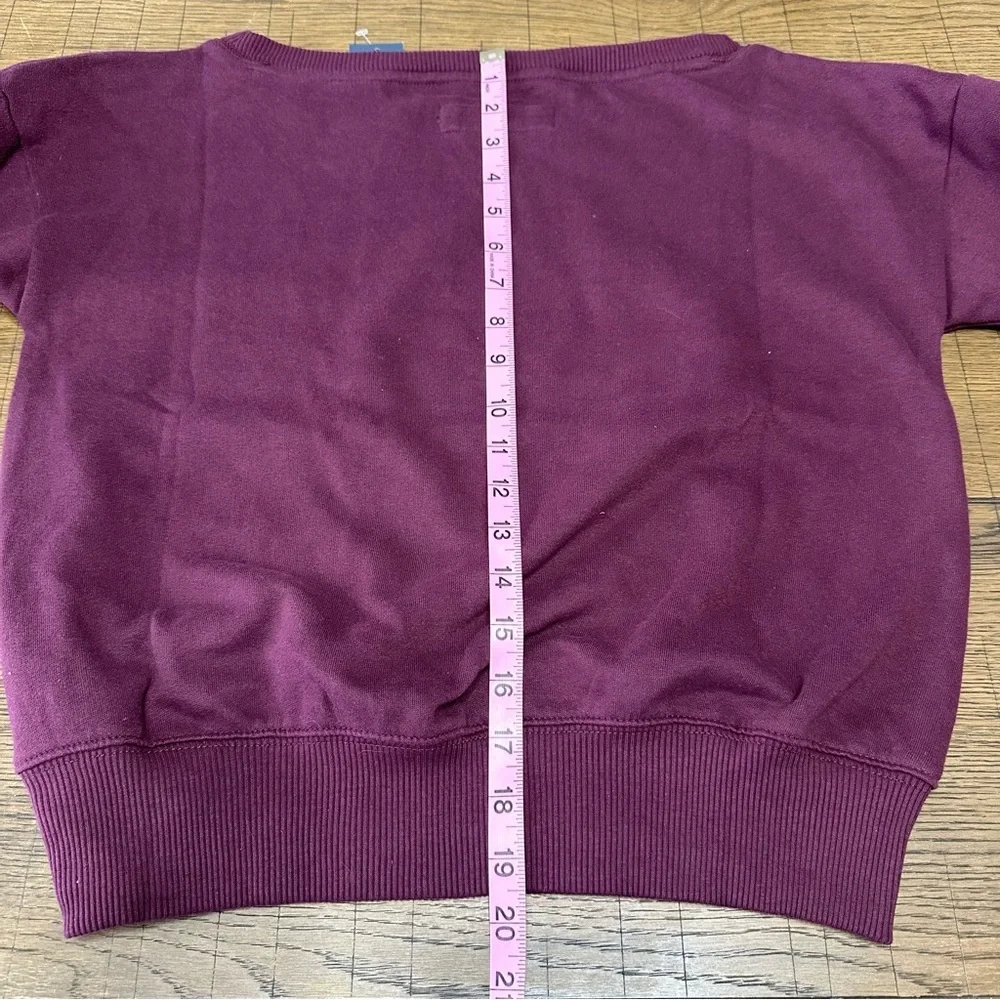 Abercrombie Kids Deep Plum Off the Shoulder Graphic Sweatshirt NWT YOUTH 13/14